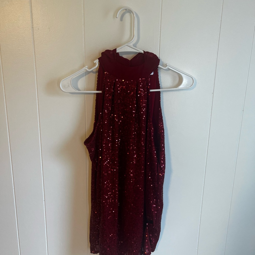 Calvin Klein Burgundy Sequin Tank Top
